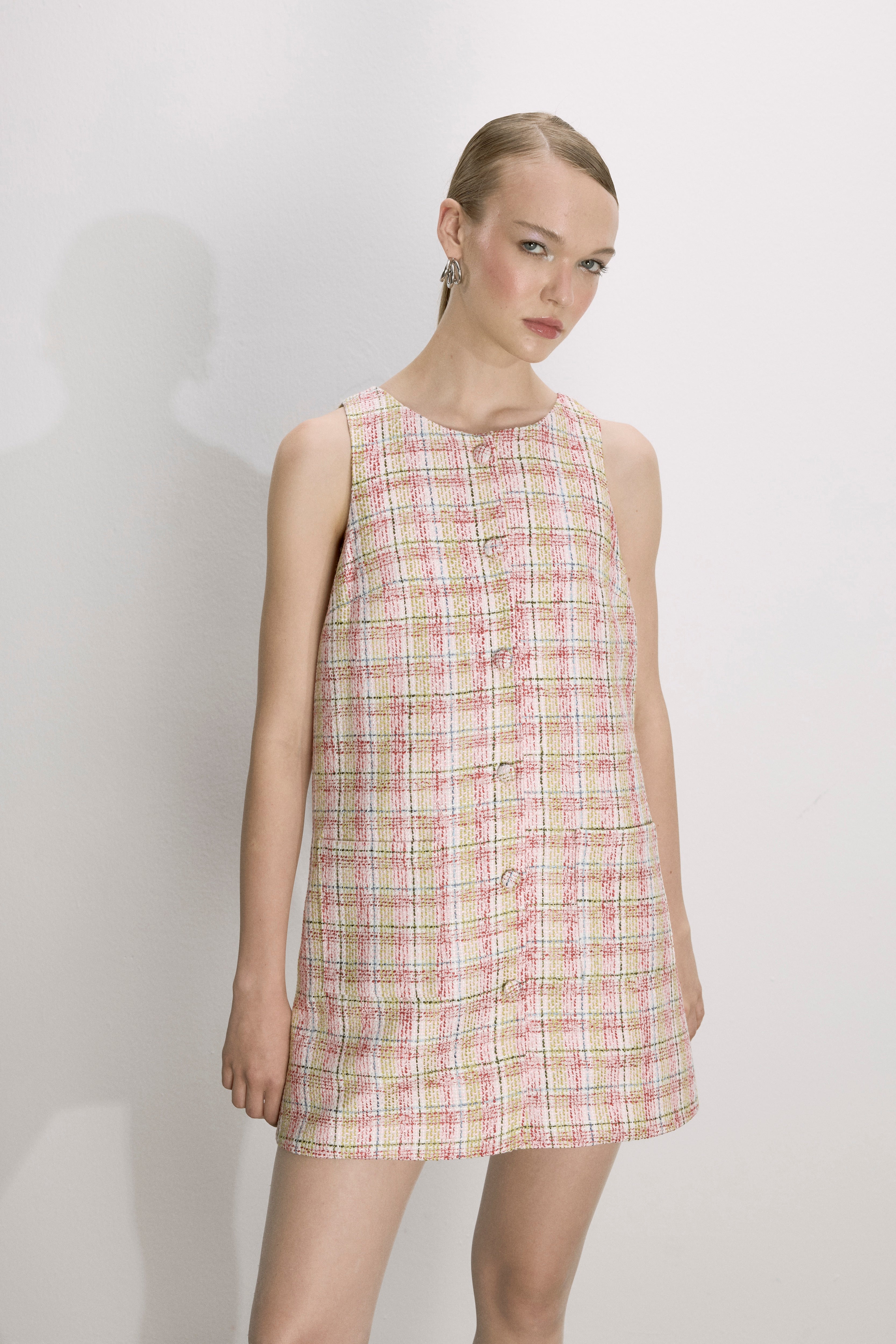 chloe cotton dress Chloe Cotton Tweed Mini Dress LabelRow