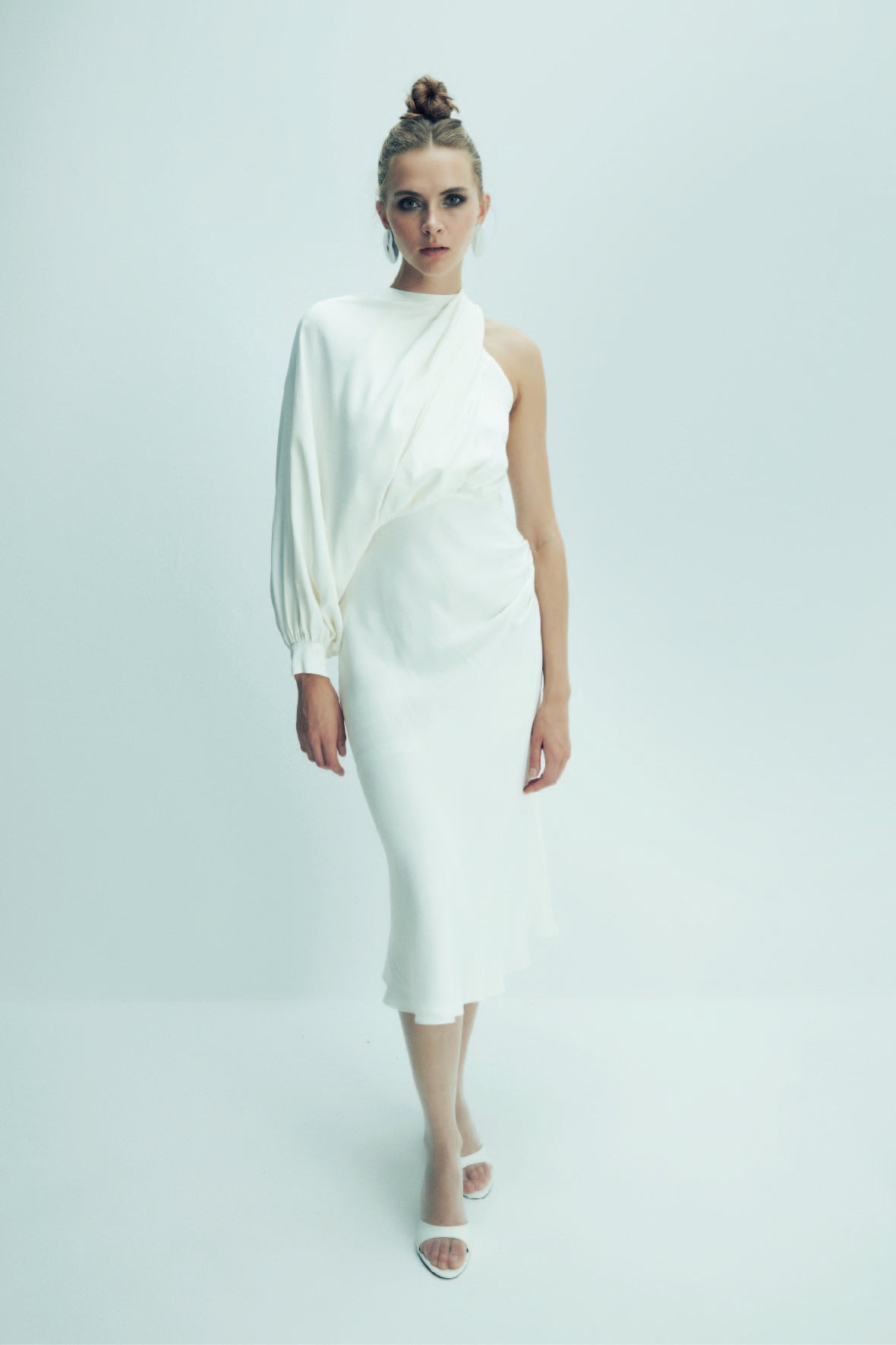 white satin asymmetrical dress White Satin Midi Dress: Sleeveless Asymmetric Silk Cocktail Dress Gift for Her Women Clothing